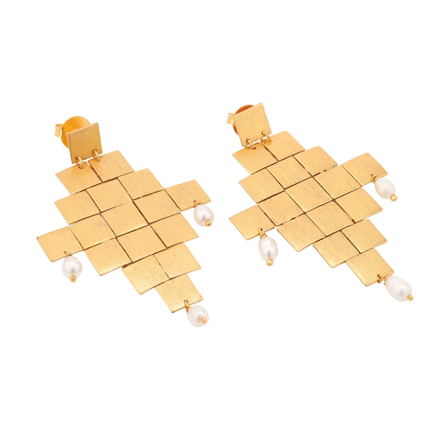 PENDIENTES SQUARES CROSS PERLAS