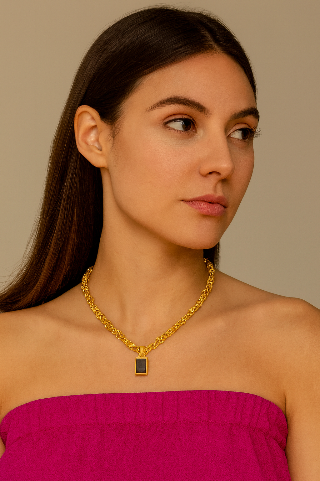 Collar AMULET Labradorita bruta