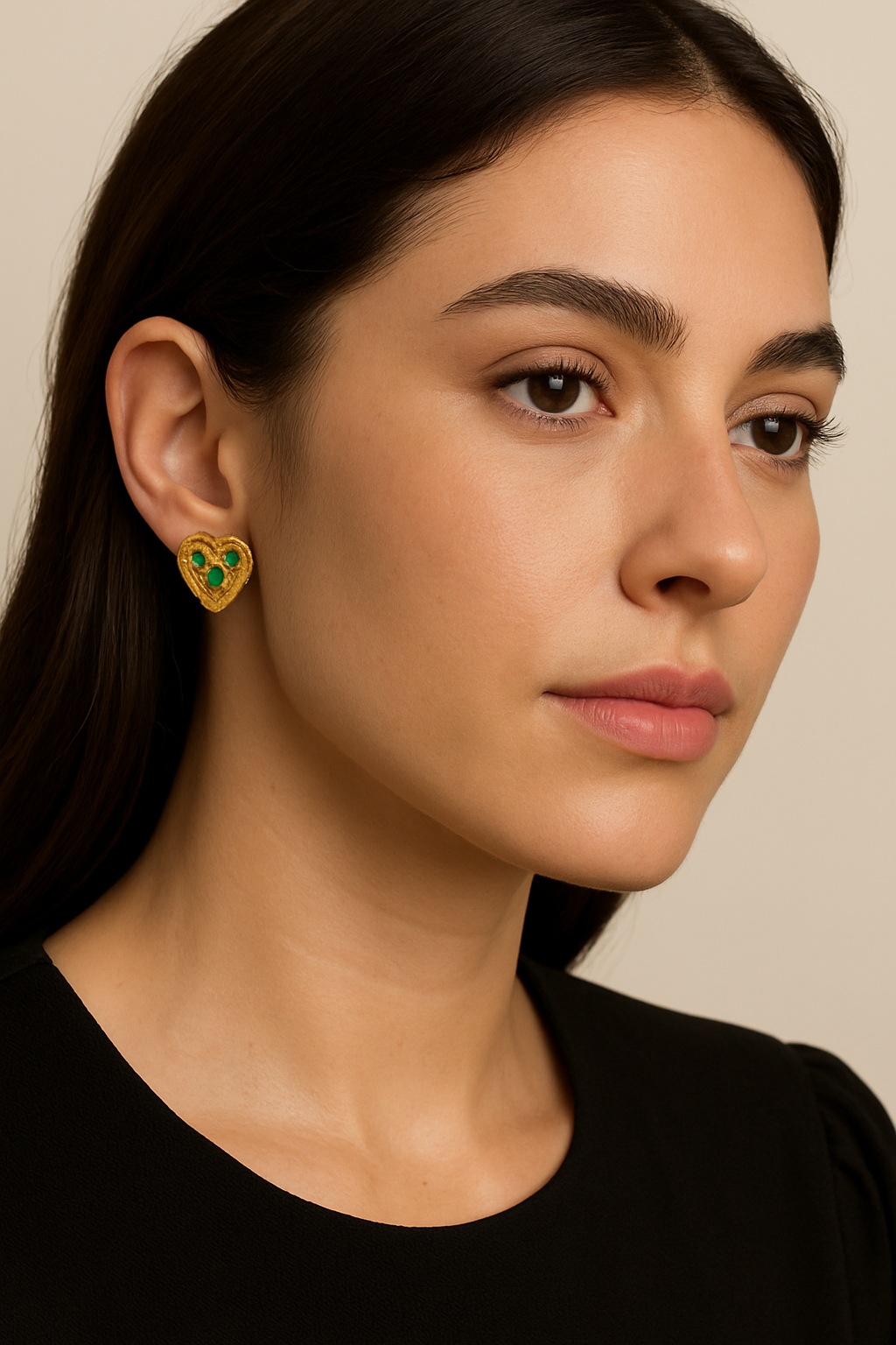 Pendientes botón HART Green onix