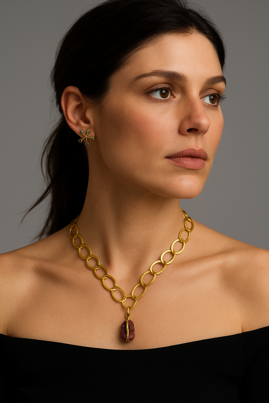 Collar MULTIPOSICIÓN con Rubí bruto