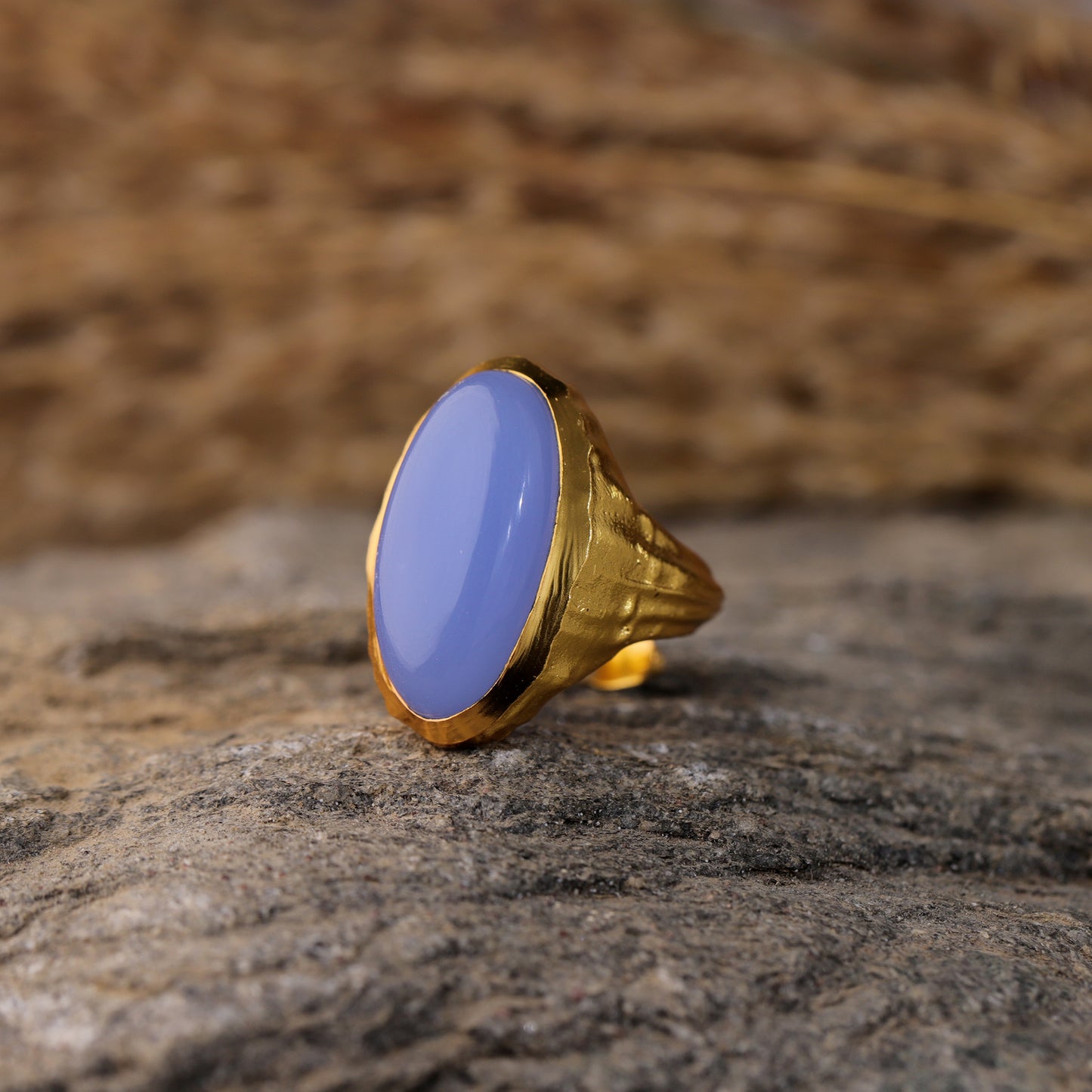 Anillo MEDITERRANEAN Calcedonia azul