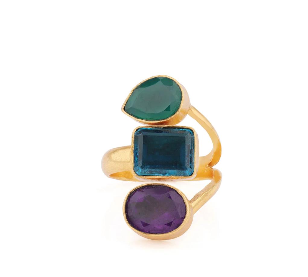 Anillo SIENA Amatista/Apatita/Onix verde