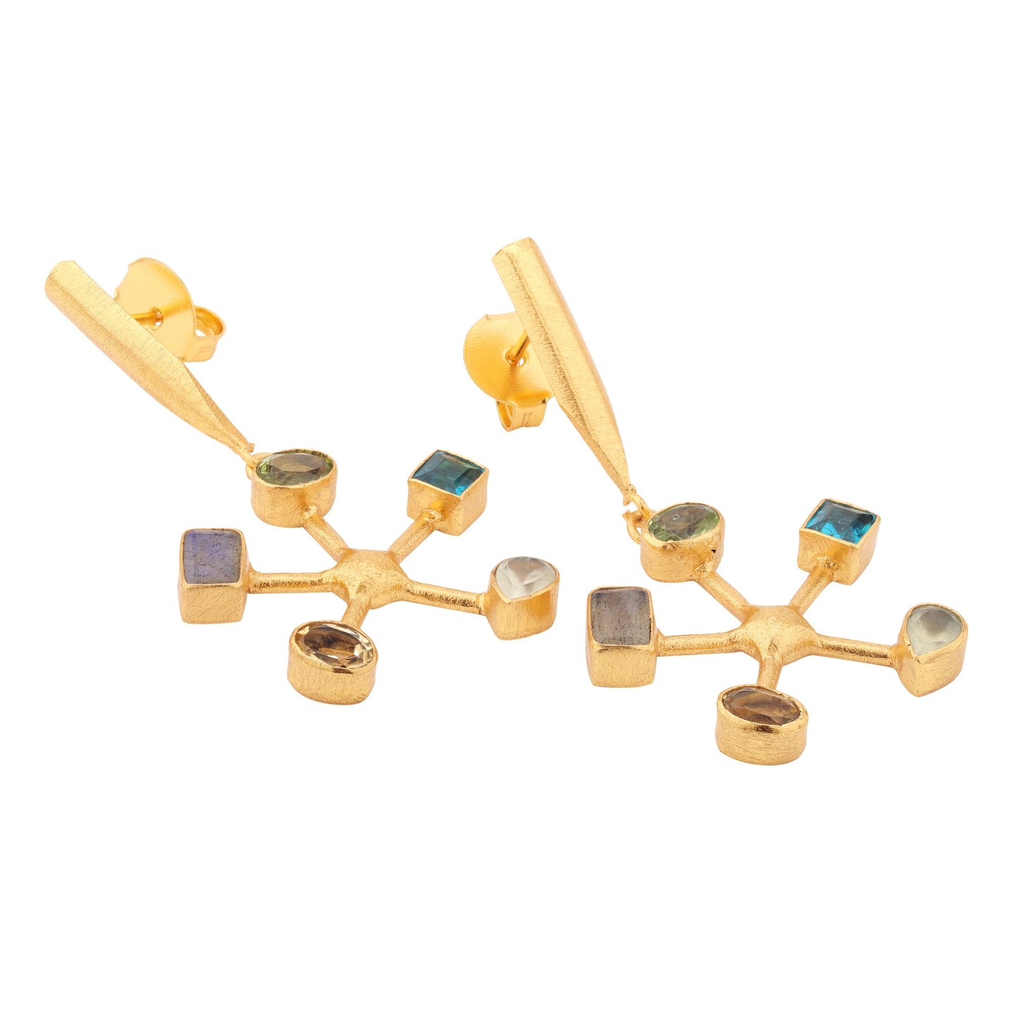 PENDIENTES WINDS ROSE CITRINO/APATITA/LABRADORITA/PERIDOTO/ PREHNITA