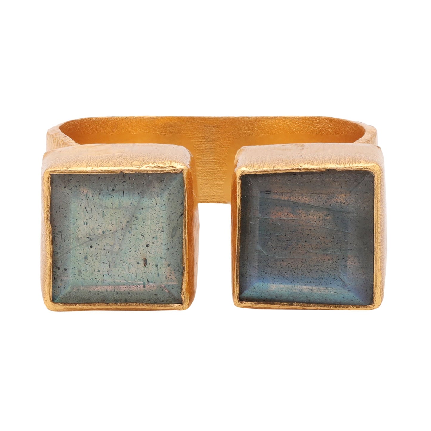 ANILLO DOBLE CUADRADO LABRADORITA