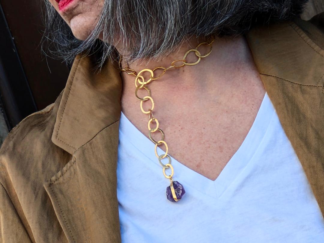 Collar MULTIPOSICIÓN con Amatista bruta