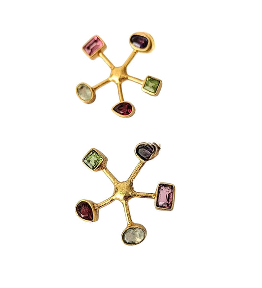 Pendientes ESTRELLA combo Amatista, Prehnita, Labradorita, Granate y Tirmalina rosa
