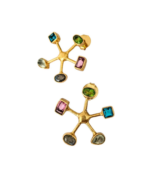 Pendientes ESTRELLA combo Peridoto, Turmalina, Labradorita, Apatita y Prehnita