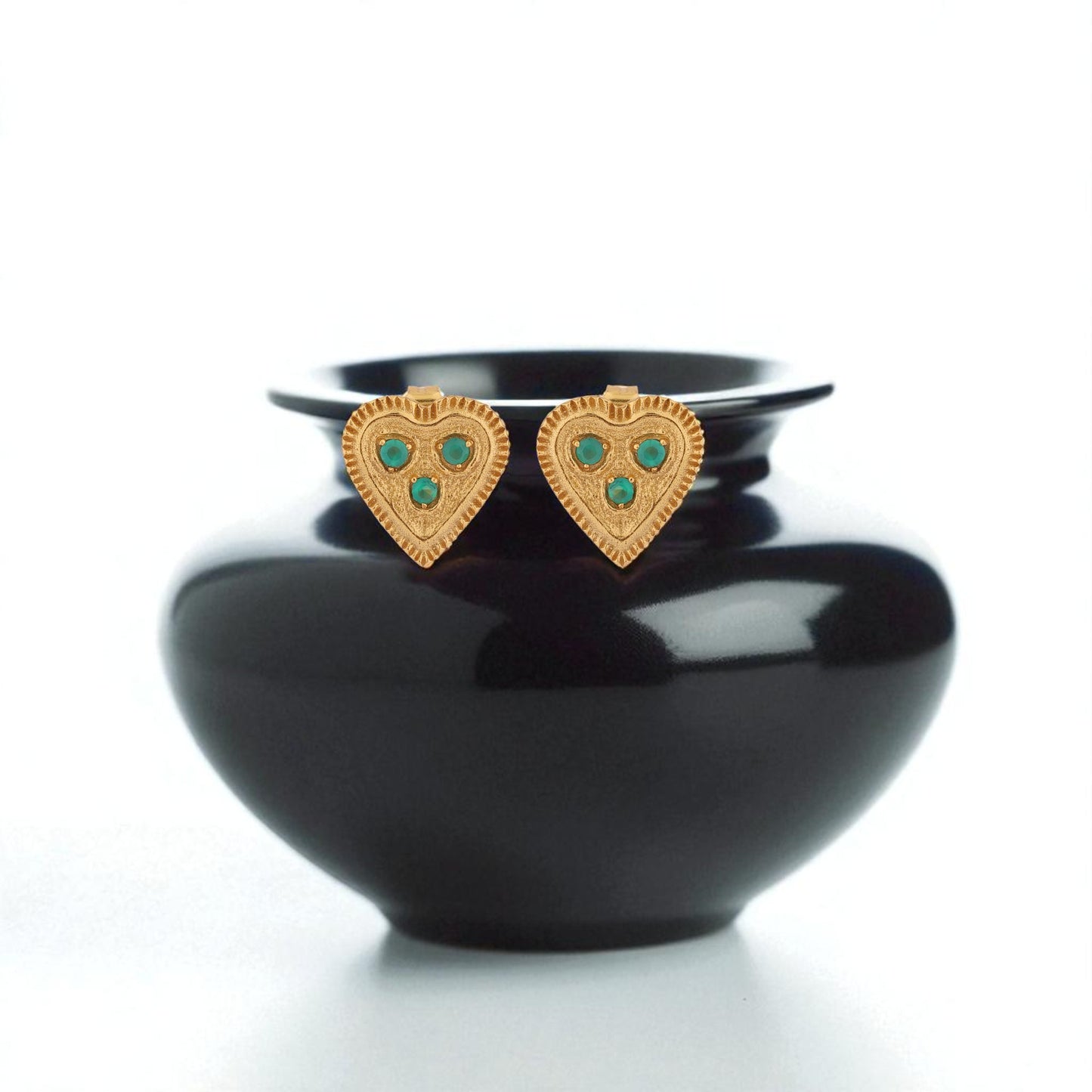 Pendientes botón HART Green onix
