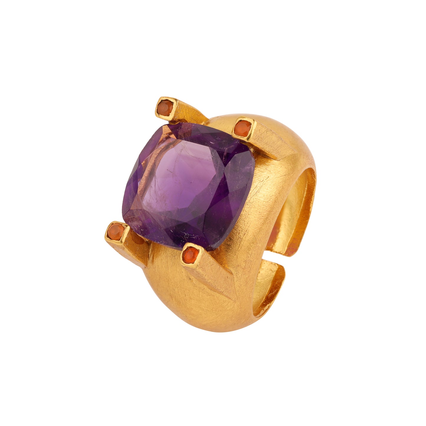 Anillo SPACE Ametista y Cornalinas