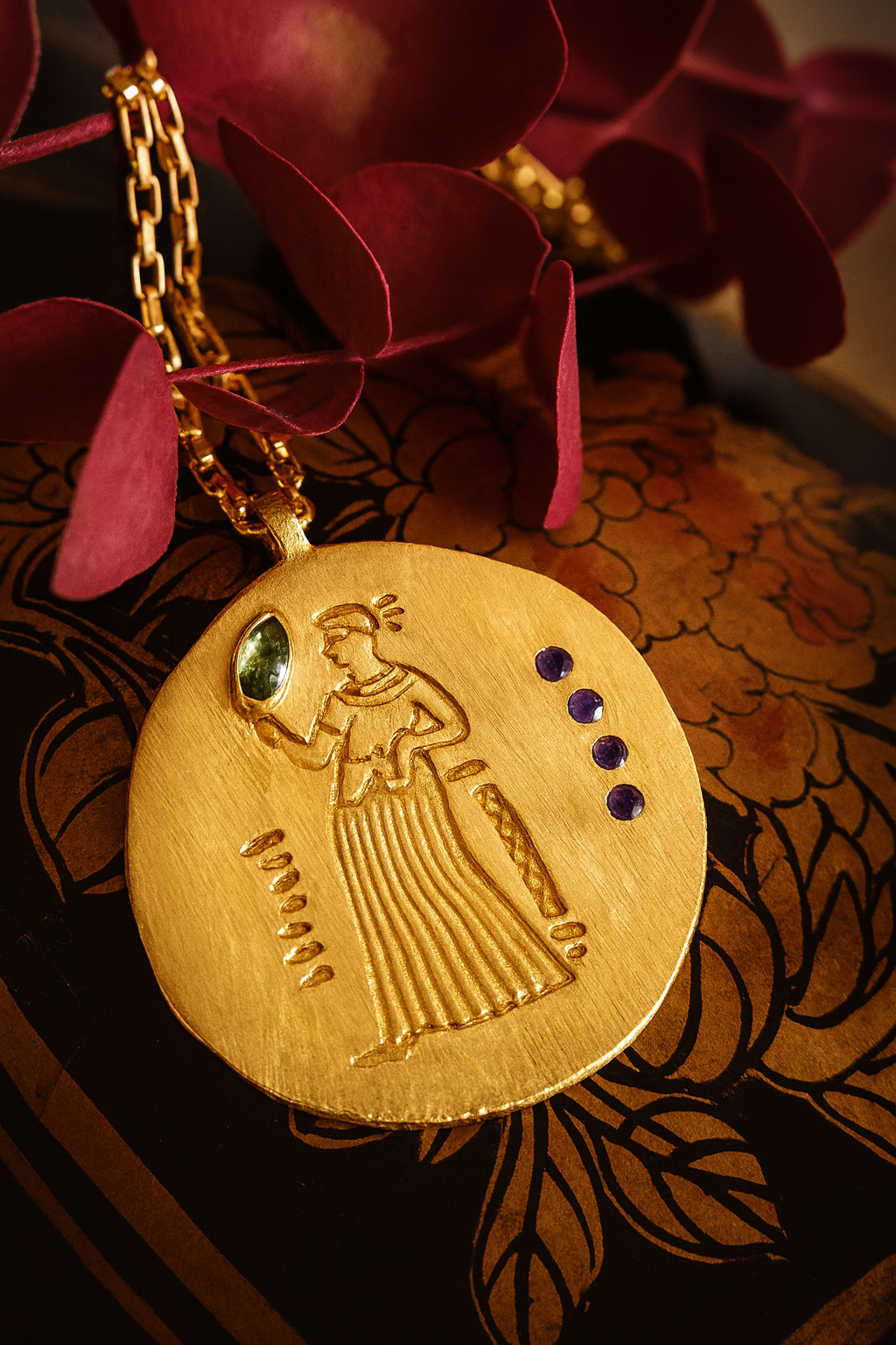 Collar  HELENA Prehnita y amatistas