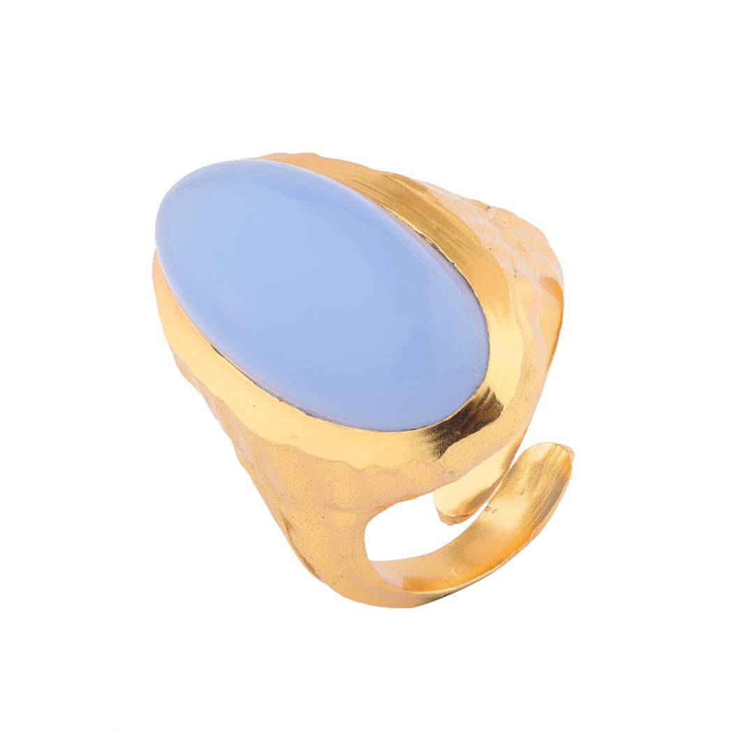 Anillo MEDITERRANEAN  Calcedonia azul