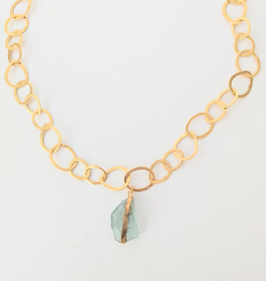 Collar MULTIPOSICIÓN con Aguamarina bruta