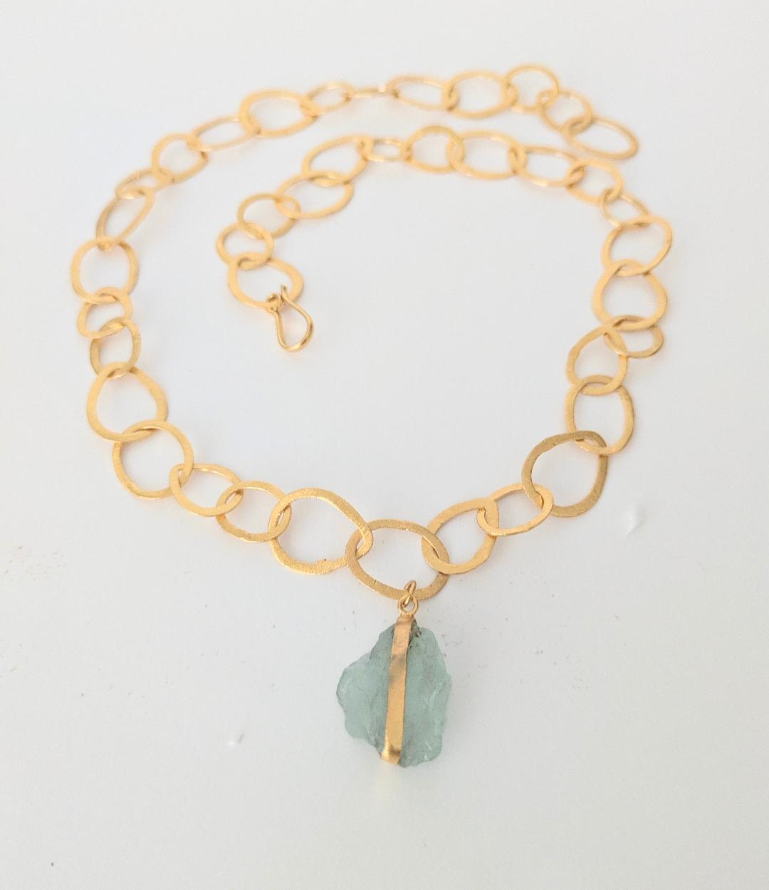 Collar MULTIPOSICIÓN con Aguamarina bruta