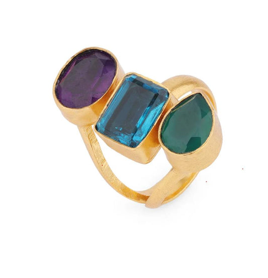 Anillo SIENA Amatista/Apatita/Onix verde