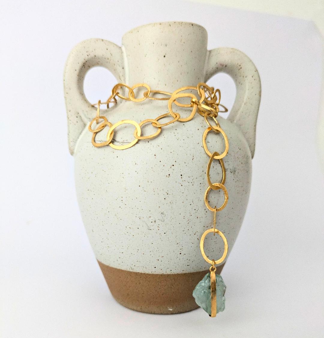 Collar MULTIPOSICIÓN con Aguamarina bruta
