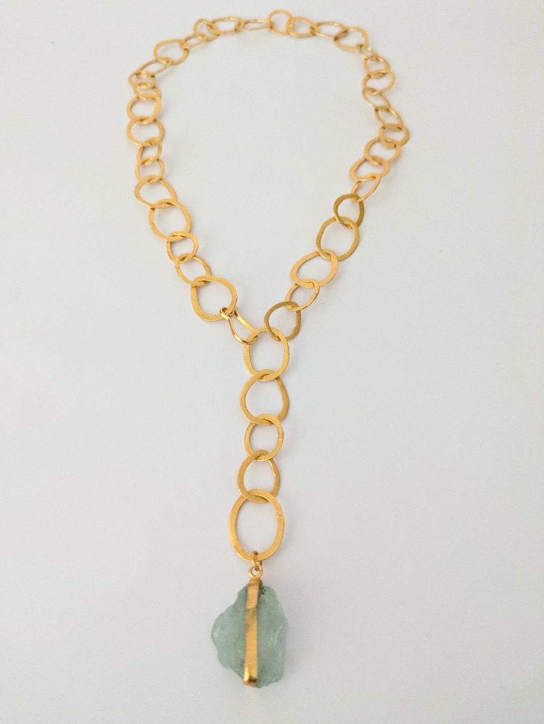 Collar MULTIPOSICIÓN con Aguamarina bruta