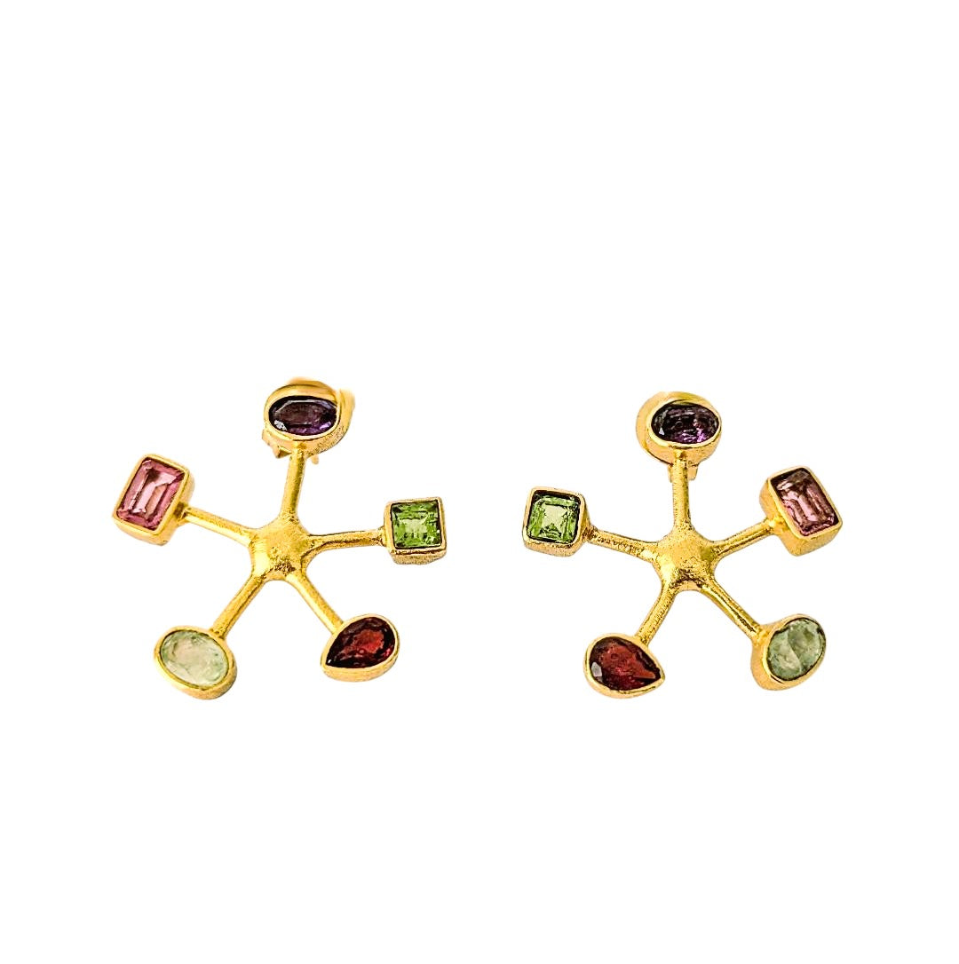Pendientes ESTRELLA combo Amatista, Prehnita, Labradorita, Granate y Tirmalina rosa