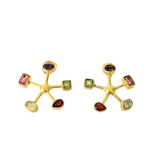 Pendientes ESTRELLA combo Amatista, Prehnita, Labradorita, Granate y Tirmalina rosa